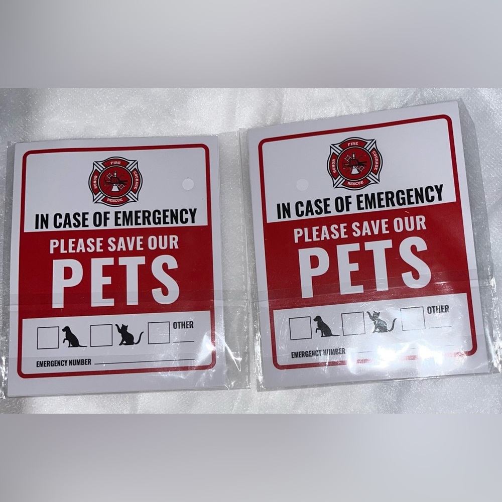 Emergency Pet Rescue Adhesive Signs 4-pack - Red and White Buy now price